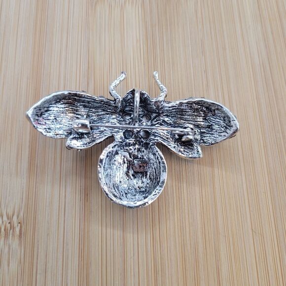 Brand New 2 In 1 Blue Bumblebee Silver Tone Rhinestone Brooch Pin & Pendant - Picture 3 of 6
